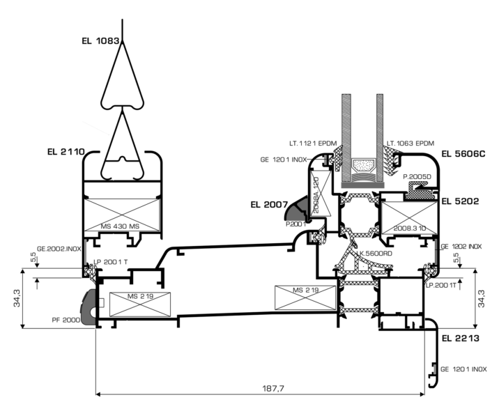 elvial-5200-dvokrilna-ulazna-vrata-presek